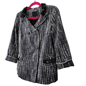 J Crew Collection Contessa Jacket Blazer 6 Black Tweed Jeweled Beaded Collar